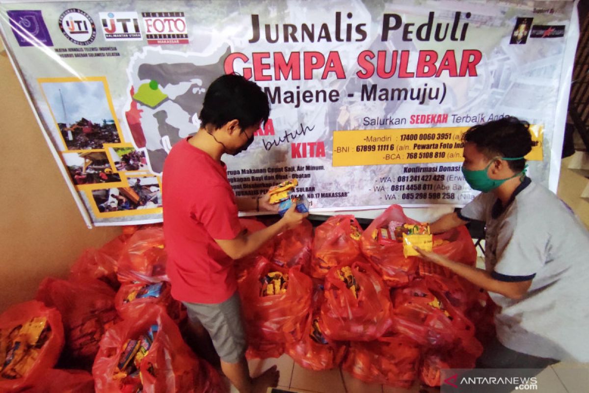 Jurnalis Peduli Sulbar salurkan bantuan bagi korban terdampak gempa