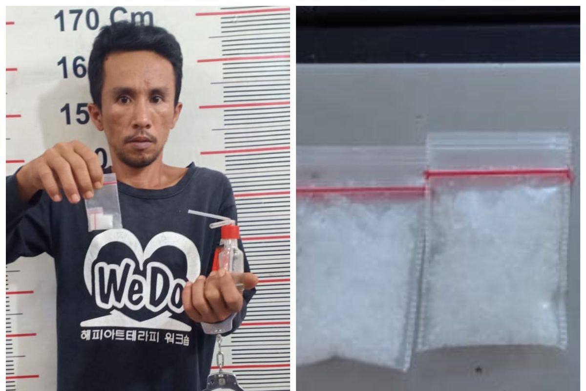 Polsek Besitang Langkat tangkap Berlin Panjaitan miliki 1,35 gram sabu-sabu