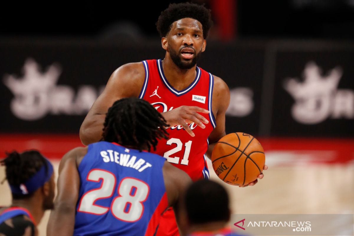 Sumbang 33 poin, Joel Embiid bantu 76ers tumbangkan  Pistons 114-110