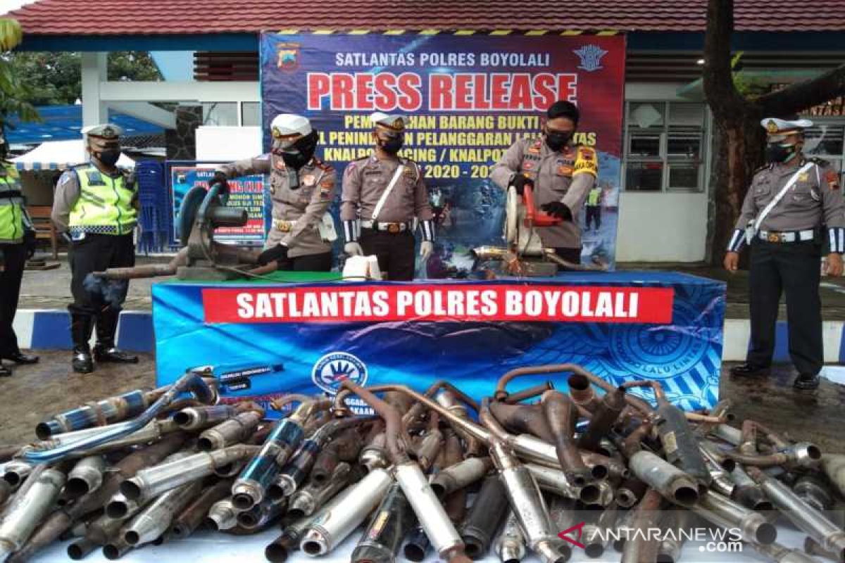 250 knalpot tidak standar hasil sitaan Polres Boyolali dimusnahkan