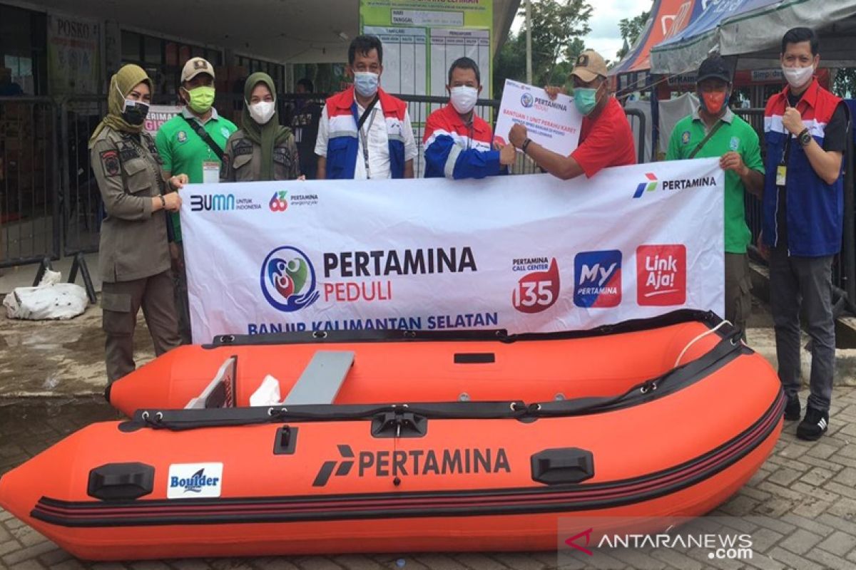 Pertamina bantu perahu karet dan tenda pleton BPBD Kalsel