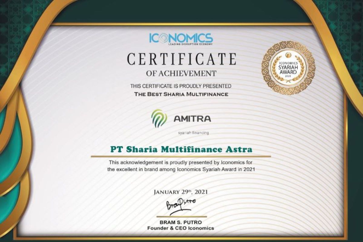 AMITRA Astra raih penghargaan The Best Sharia Multifinance 2021