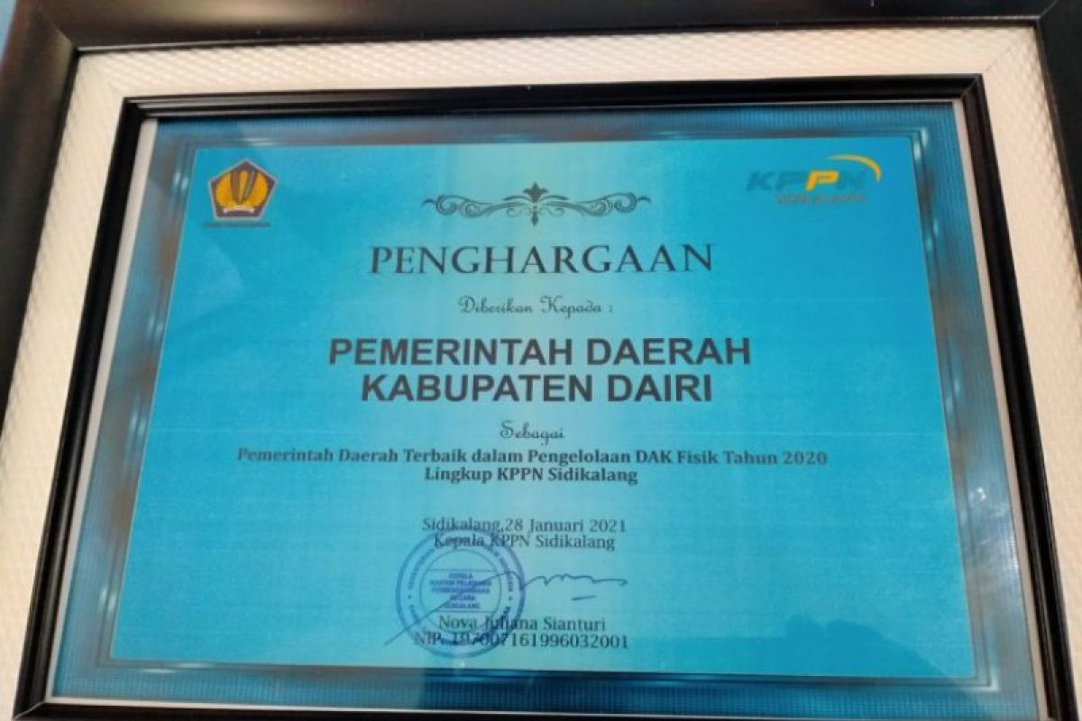Pemkab Dairi raih tiga penghargaan dari KPPN