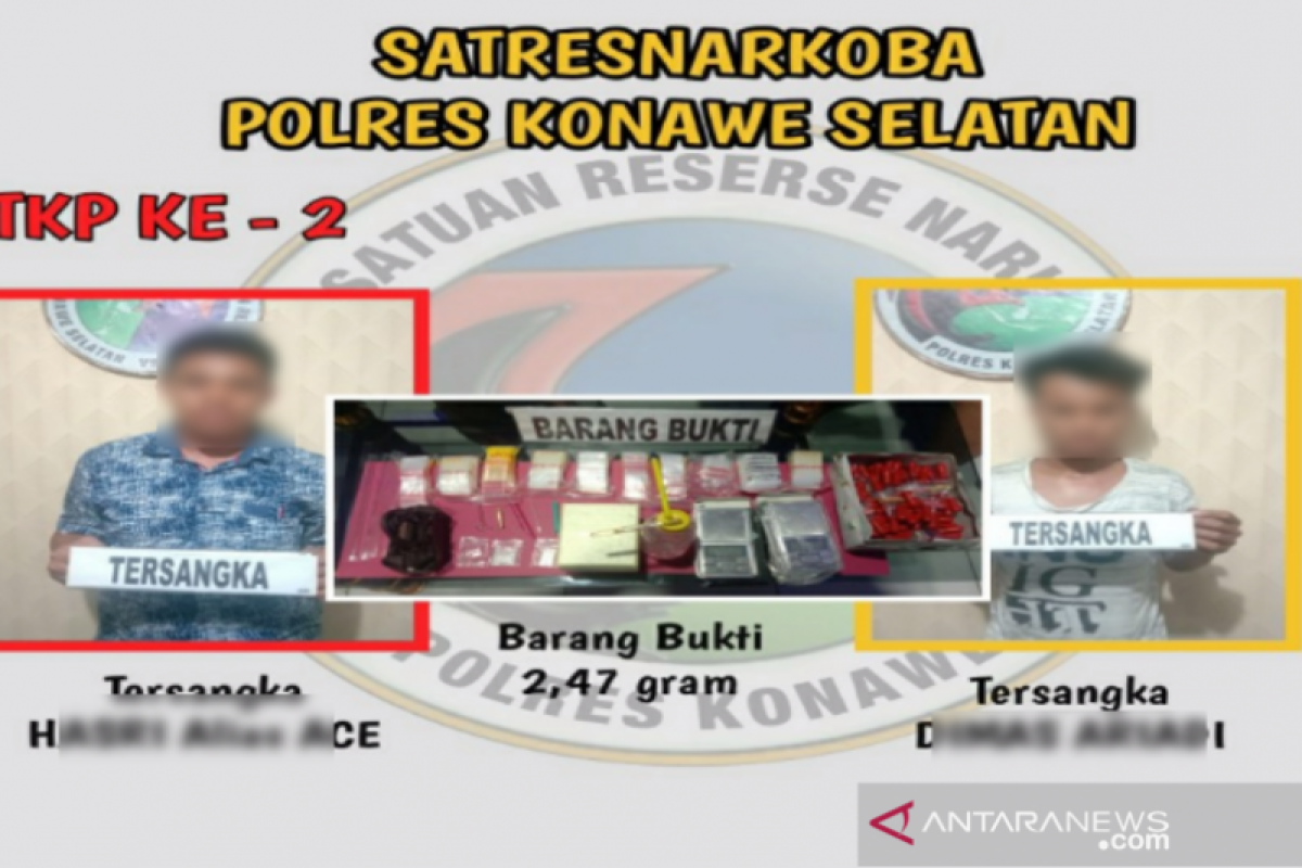 Polisi tangkap tiga pengedar sabu-sabu di Konawe Selatan