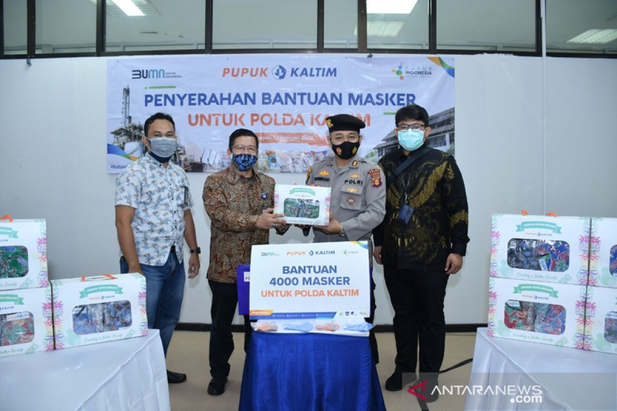 Pupuk Kaltim Pro Active Covid-19, Salurkan 4.000 Masker ke Polda Kaltim