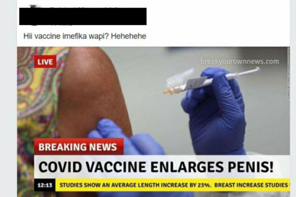 Hoaks, vaksin COVID-19 memperbesar alat vital