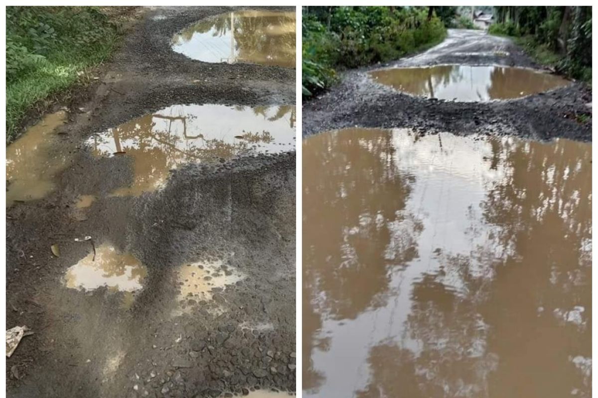 Jalan lingkar lima desa satu kelurahan di Bahorok rusak parah