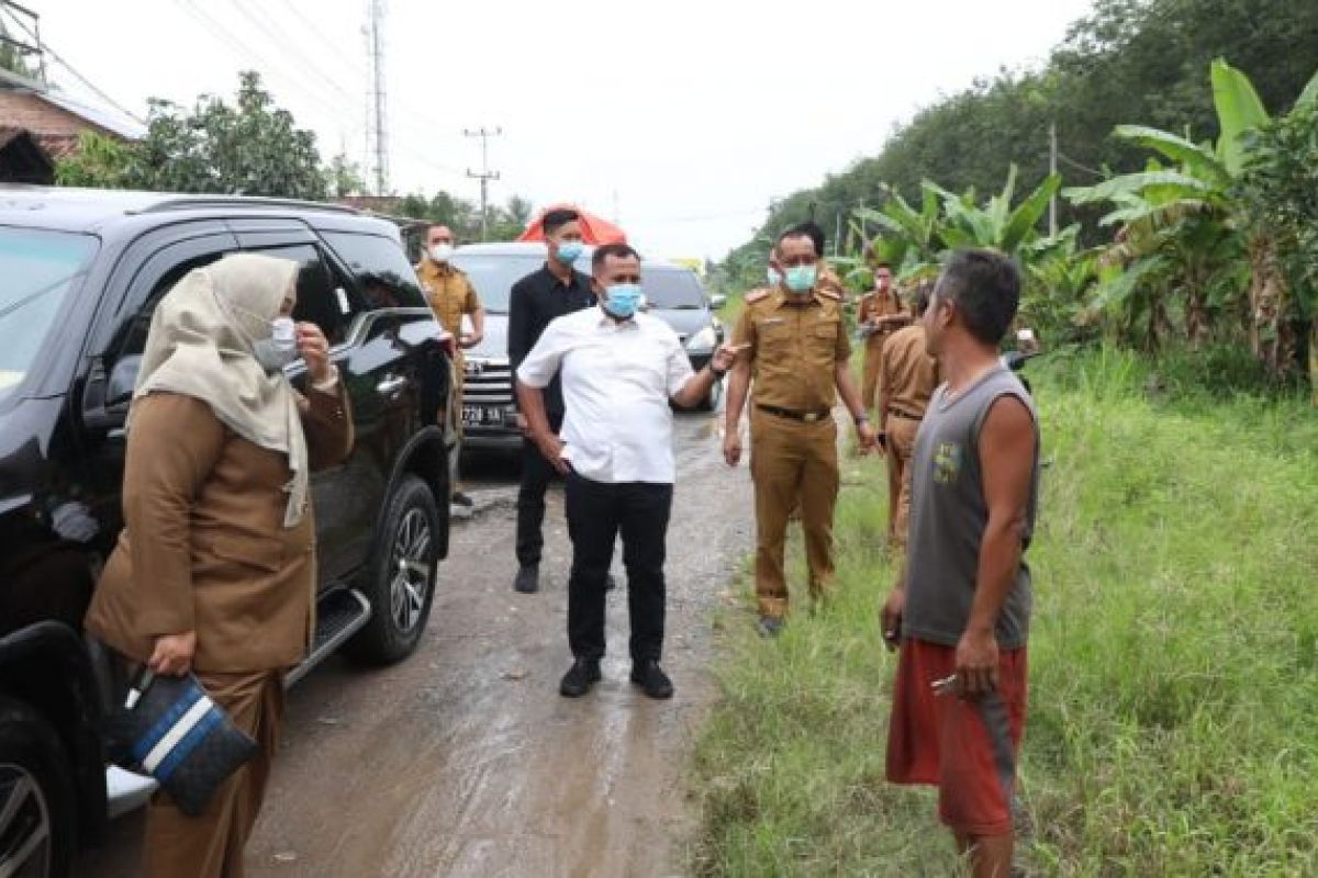 Bupati Lampung Selatan tinjau jalan rusak di Desa Serdang