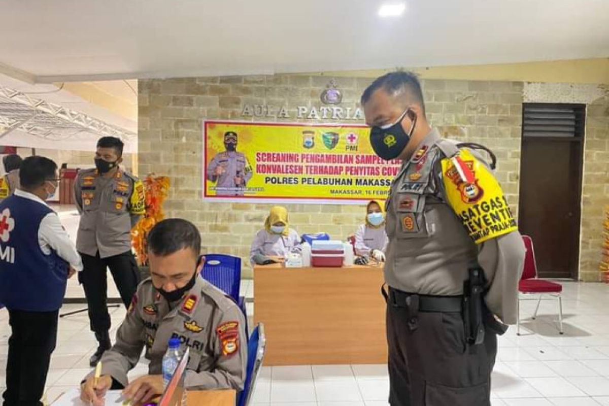 43 penyintas COVID-19 di Polres Pelabuhan Makassar skrining plasma konvalesen