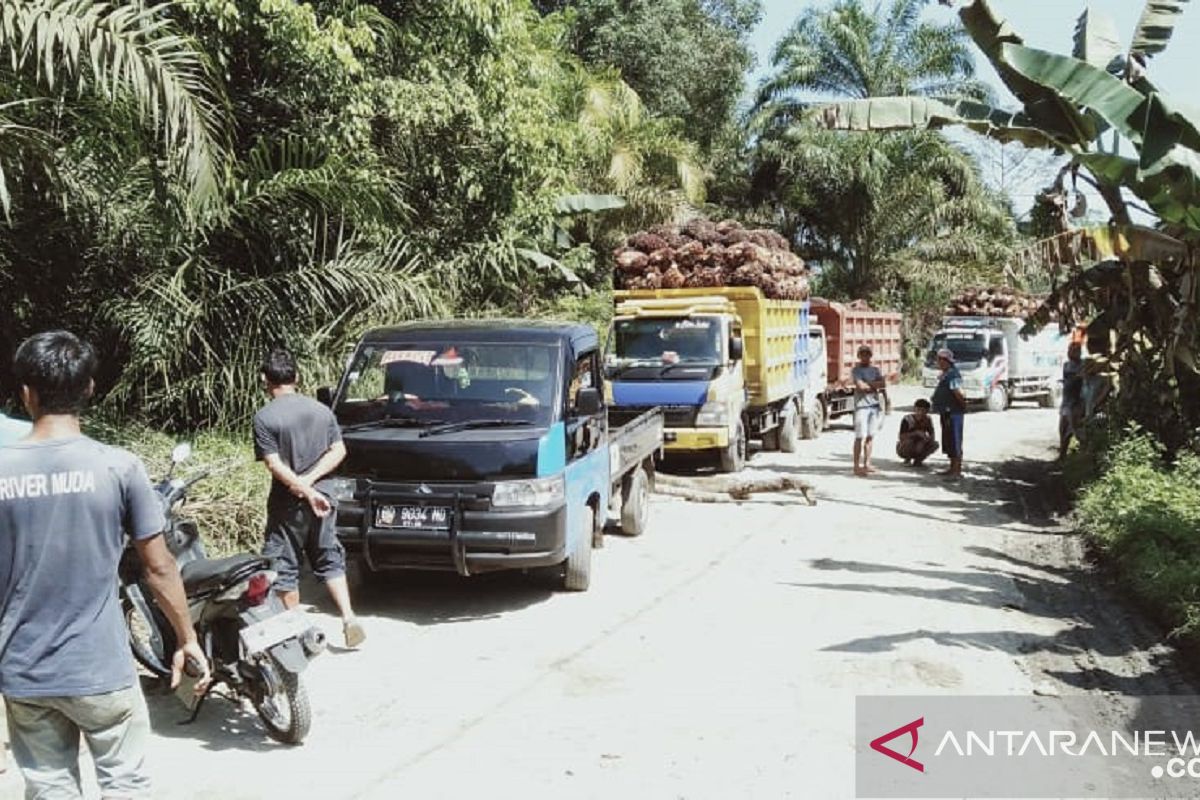 Sejumlah warga blokir jalan pabrik sawit