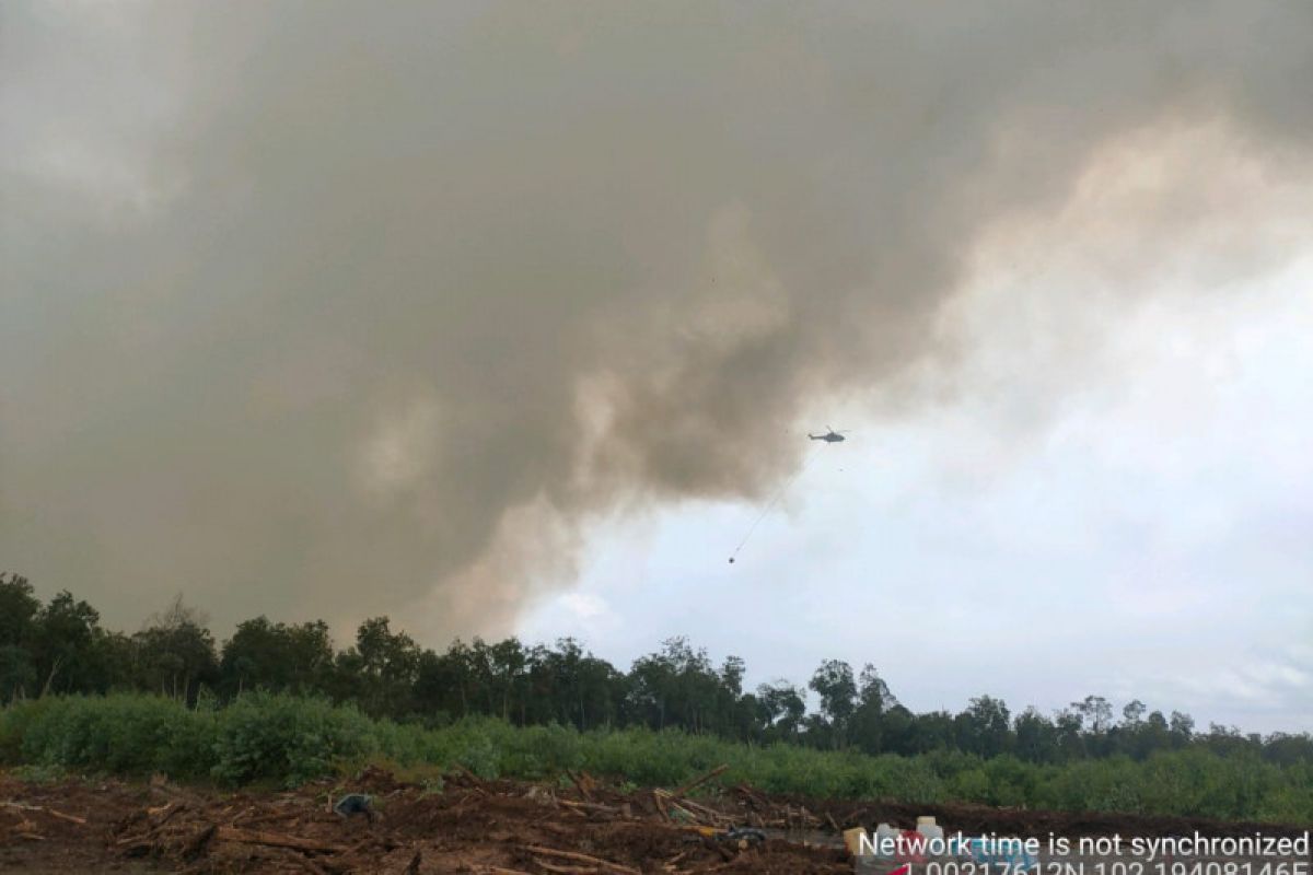 Empat hektare semak belukar terbakar, helikopter bom air Kampung Bunsur Siak