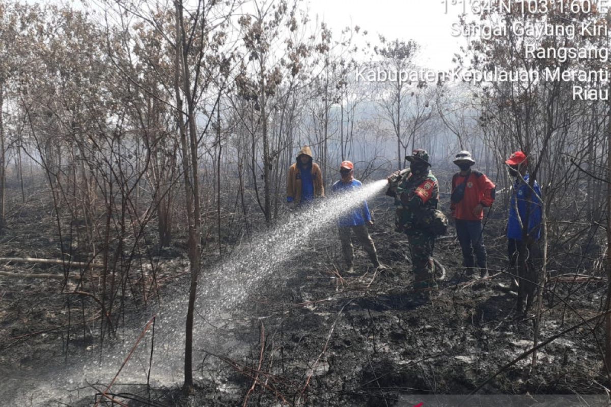 Lahan gambut di Pulau Rangsang terbakar, petugas berjibaku lakukan pemadaman