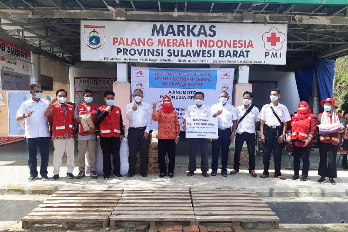 PMI Sulbar salurkan bantuan PT Ajinomoto Indonesia untuk korban gempa