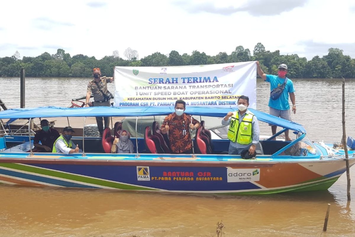 Pama hibahkan speedboat untuk Kecamatan Dusun Hilir