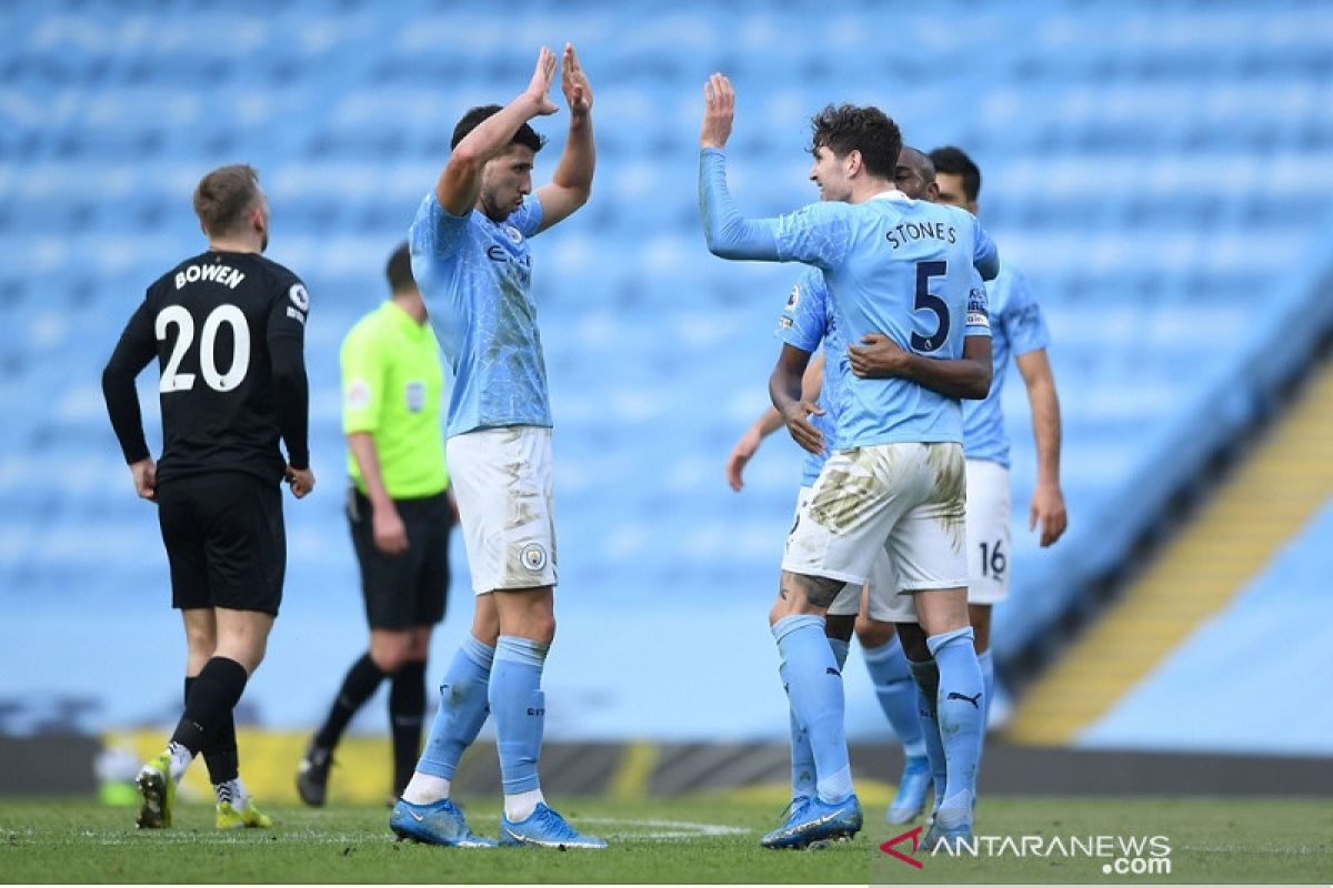 Liga Inggris - Manchester City kalahkan West Ham sebagai kemenangan ke-14 secara beruntun