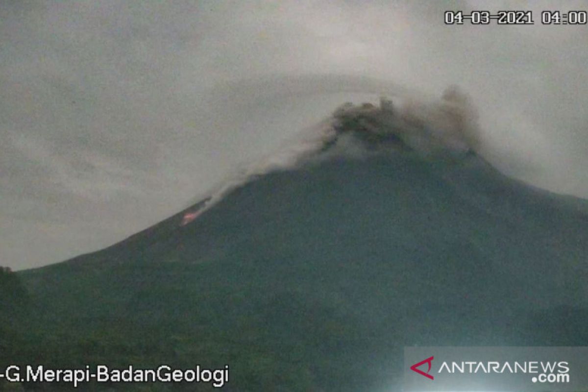 Gunung Merapi meluncurkan awan panas guguran sejauh 1,2 Km