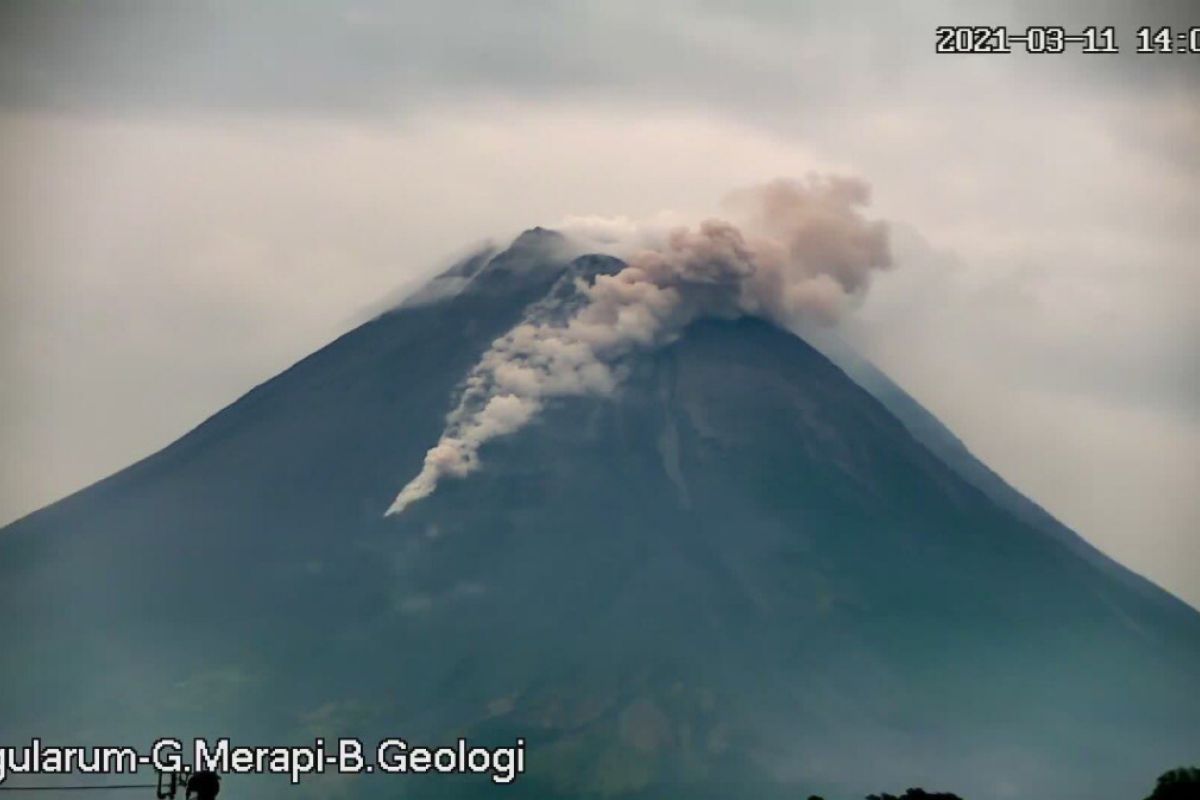 Gunung Merapi meluncurkan awan panas guguran sejauh 1,2 kilometer