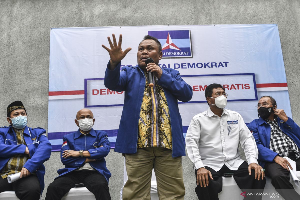 Pengurus Demokrat versi KLB gelar jumpa pers di kediaman Moeldoko