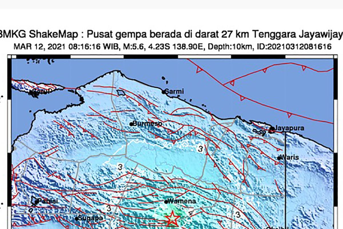 Gempa magnitudo 5,6 guncang Wamena, tak berpotensi tsunami