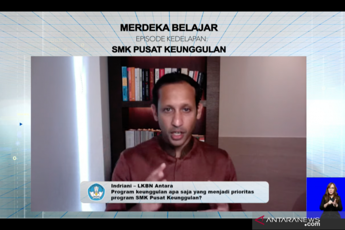 Mendikbud Nadiem ajak pemda sukseskan pelaksanaan SMK Pusat Keunggulan