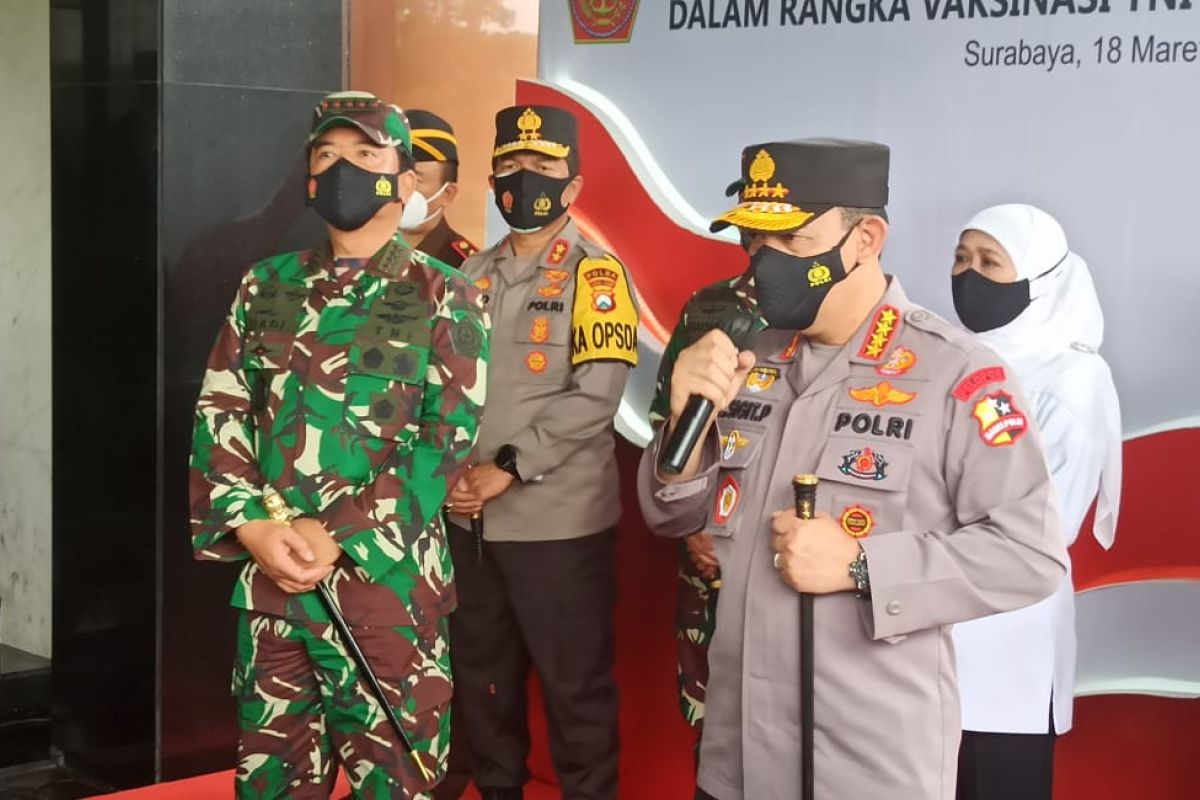 Kapolri-Panglima TNI apresiasi suksesnya pelaksanaan vaksinasi di Jatim