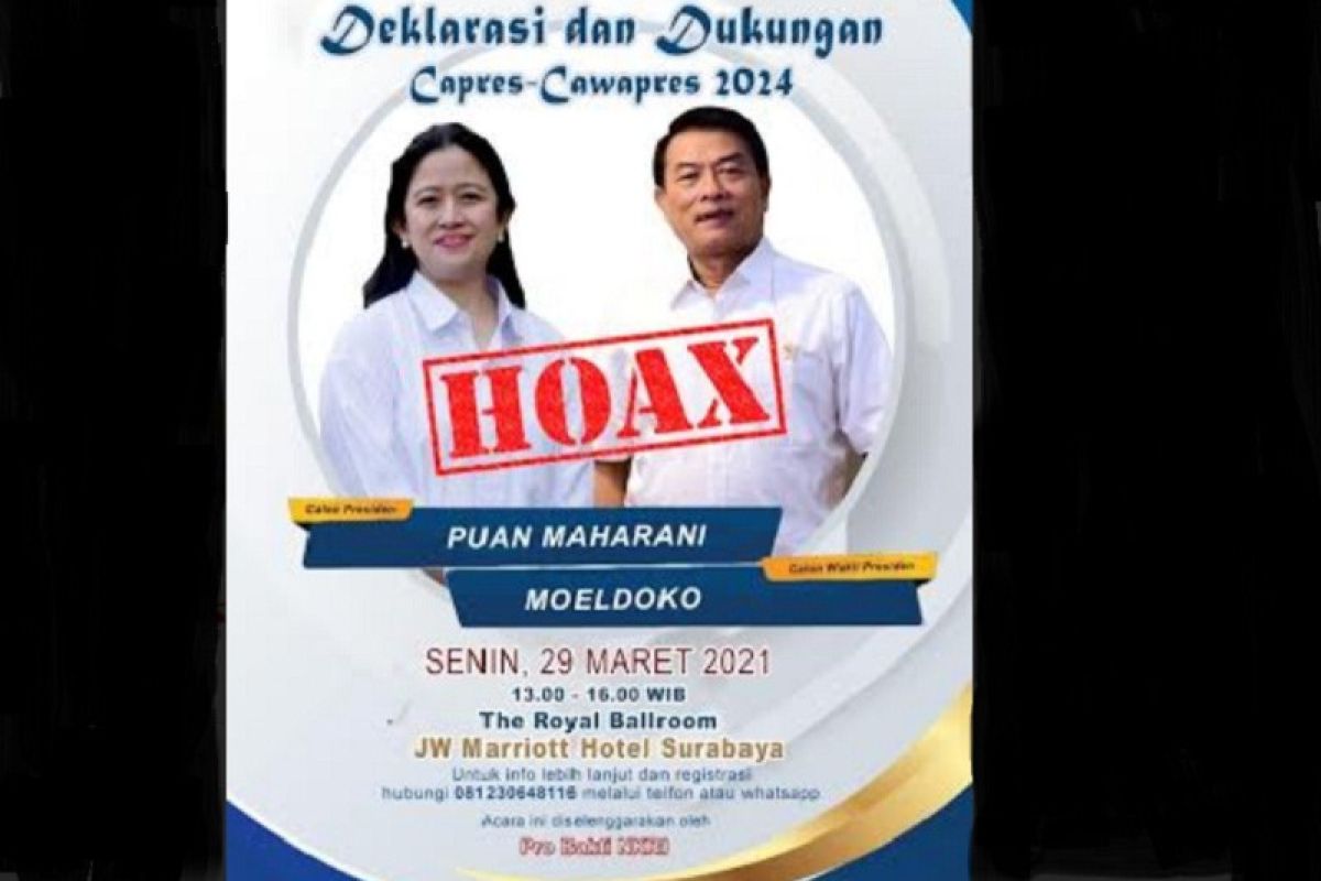 Poster deklarasi Capres-Cawapres 2024 Puan Maharani-Moeldoko hoaks