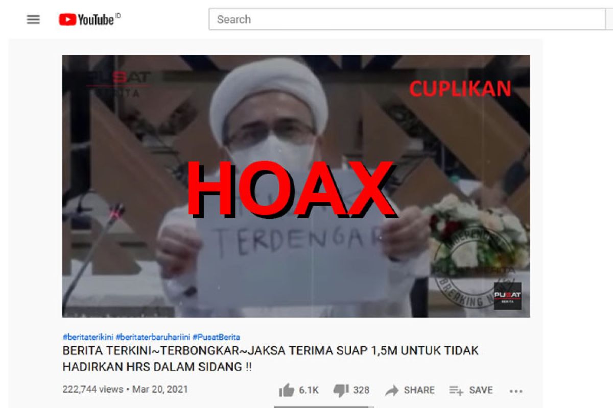 Kejagung amankan pembuat video hoaks JPU terima suap Rizieq