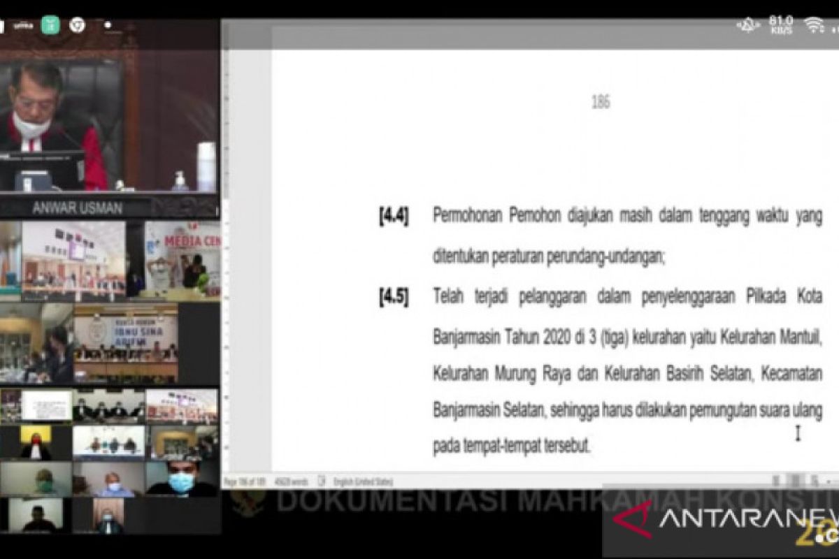 MK putuskan PSU Pilkada Kota Banjarmasin di tiga kelurahan