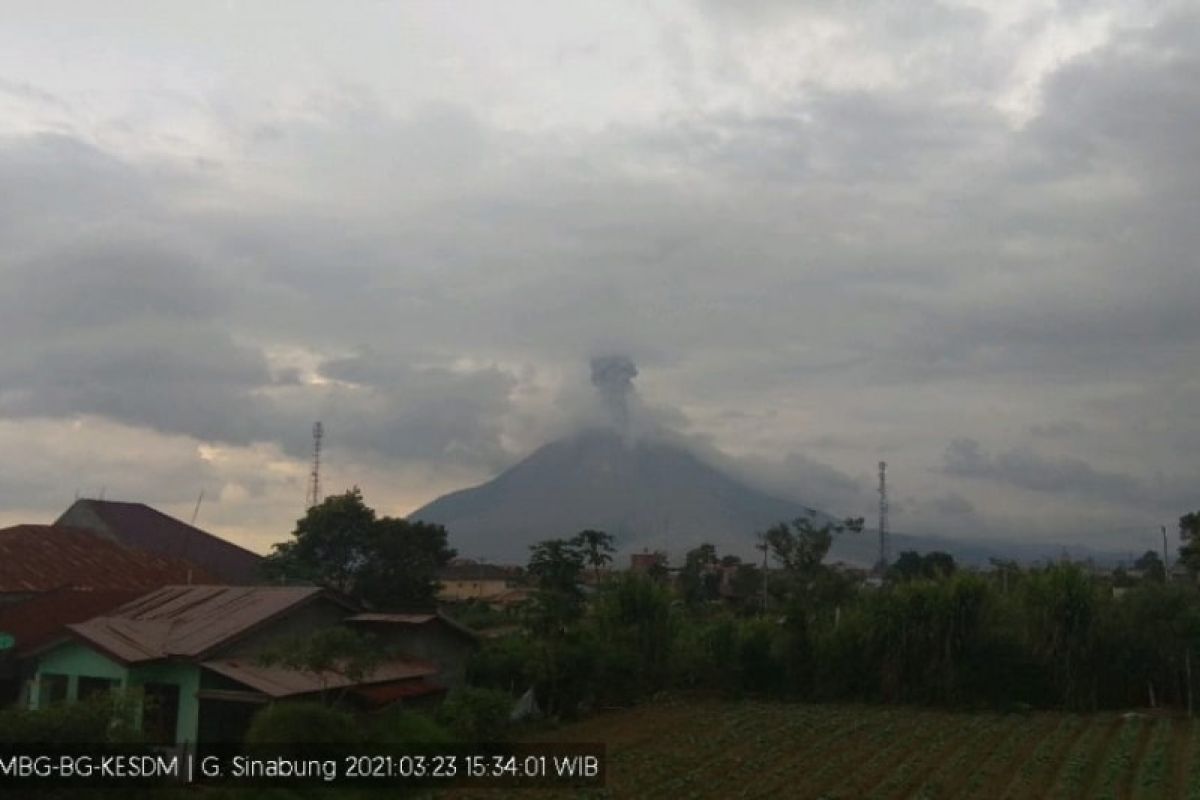 Ketinggian erupsi Gunung Sinabung Karo teramati mencapai 700 meter