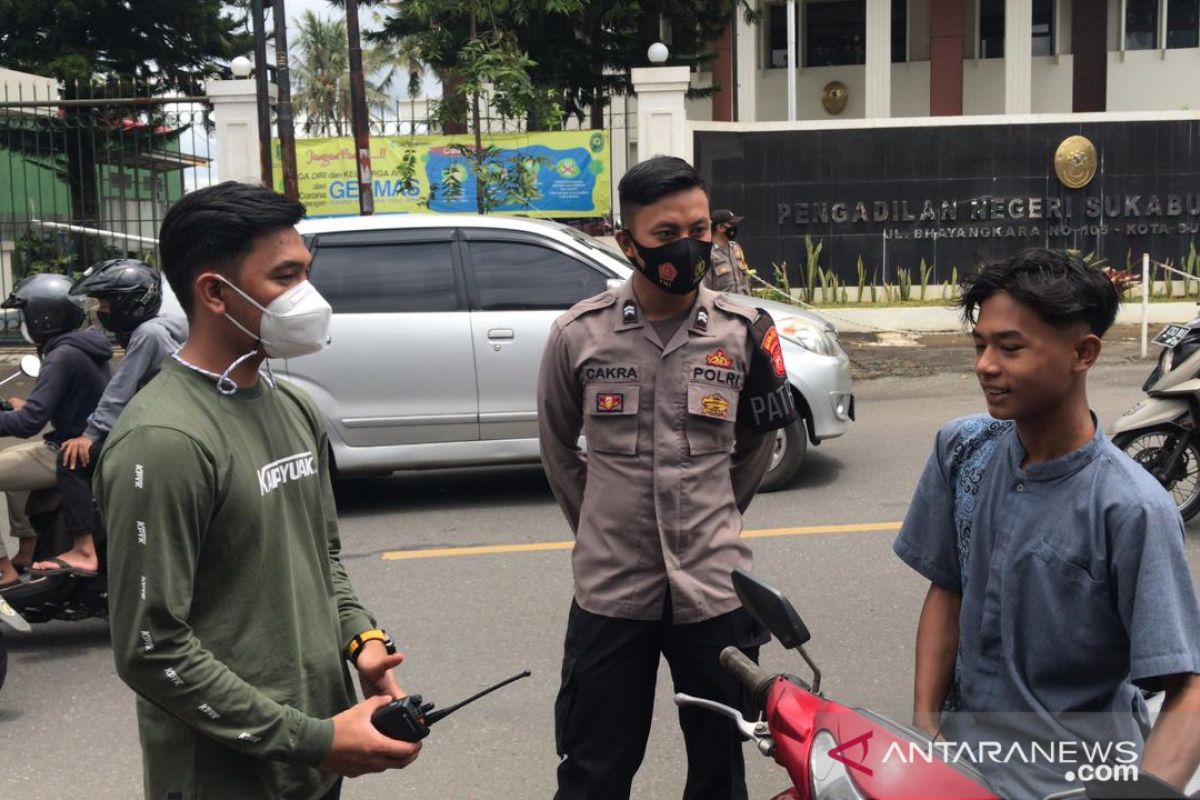 Ratusan pelanggar prokes terjaring  operasi yustisi petugas gabungan Kota Sukabumi