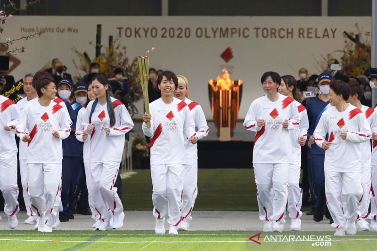 Kirab obor Olimpiade Tokyo di Osaka berlangsung di taman tanpa penonton