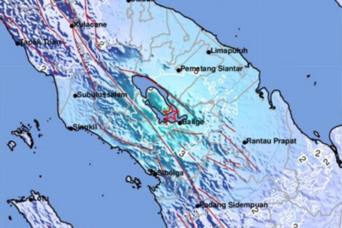 Gempa magnitudo 5,0 guncang Toba Sumut