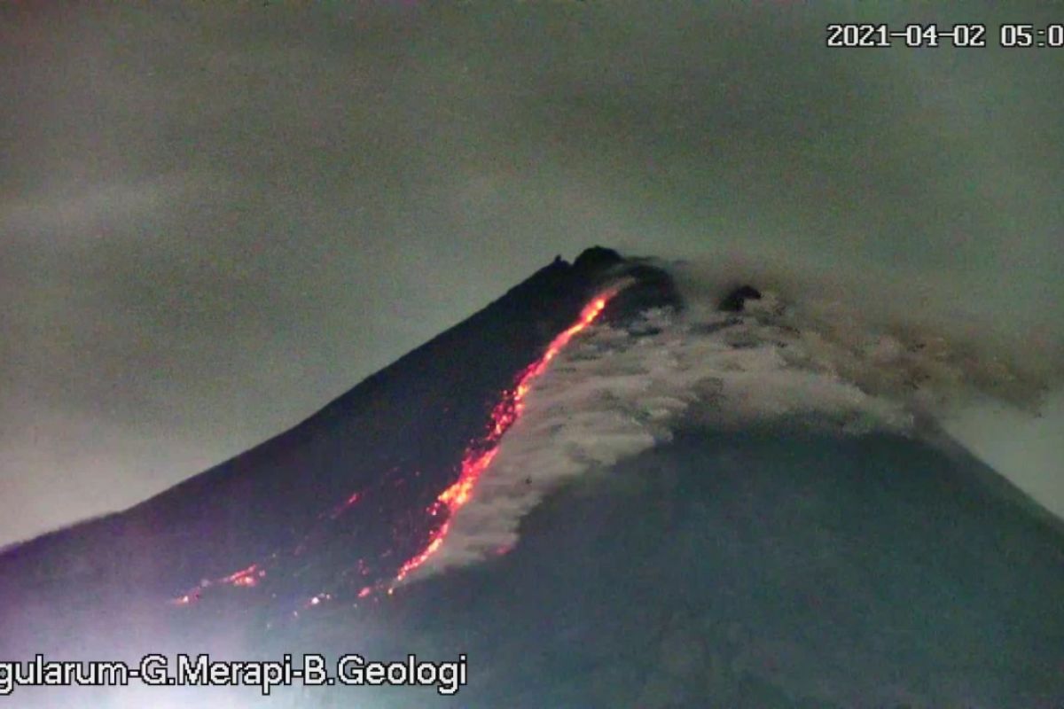 Gunung Merapi meluncurkan tiga kali awan panas guguran pada Jumat