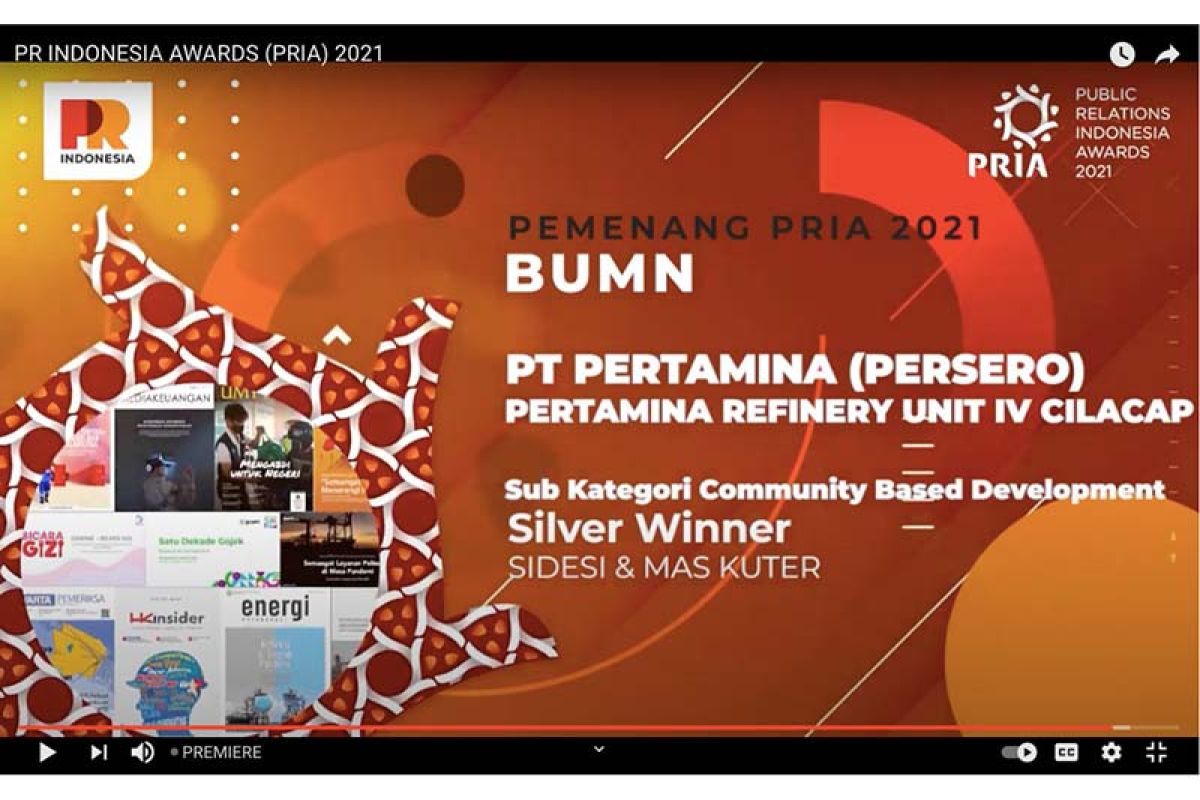 Pertamina Cilacap raih penghargaan Public Relation Indonesia Award 2021