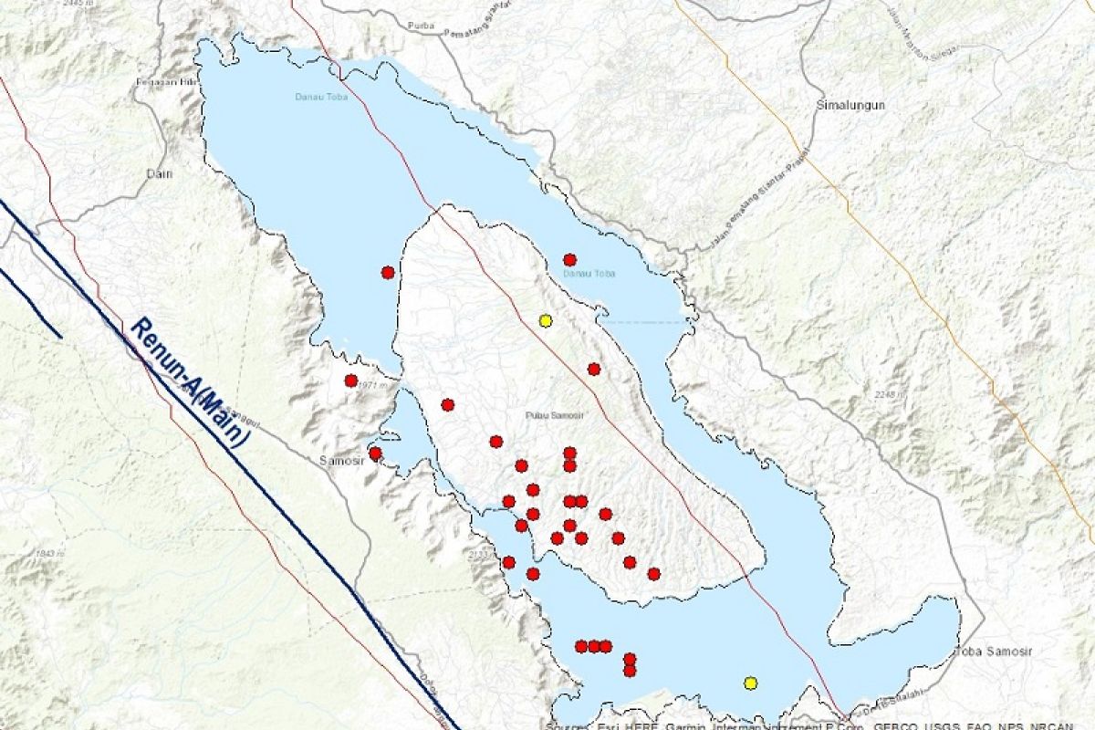 Dalam tiga bulan terakhir, BMKG mencatat terjadi 39 gempa bumi di Samosir