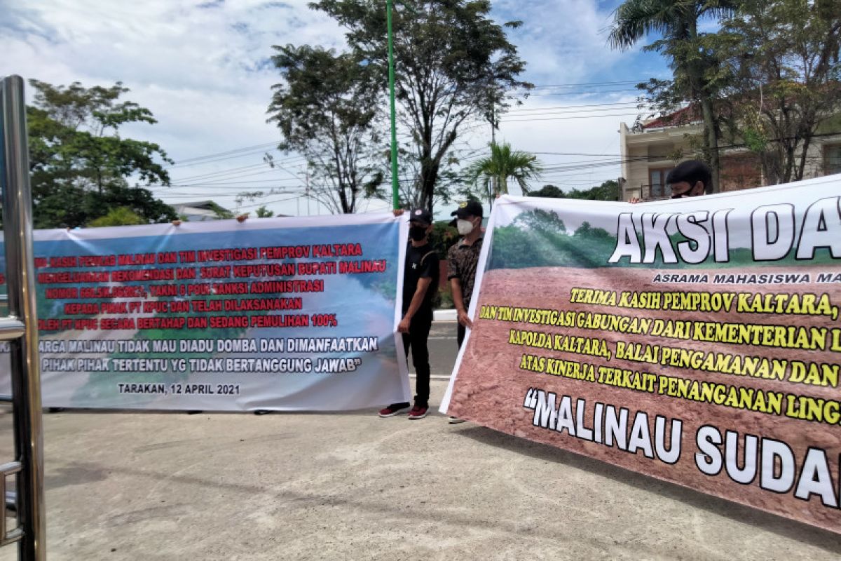 Dua kelompok mahasiswa demo terkait pencemaran sungai di Malinau