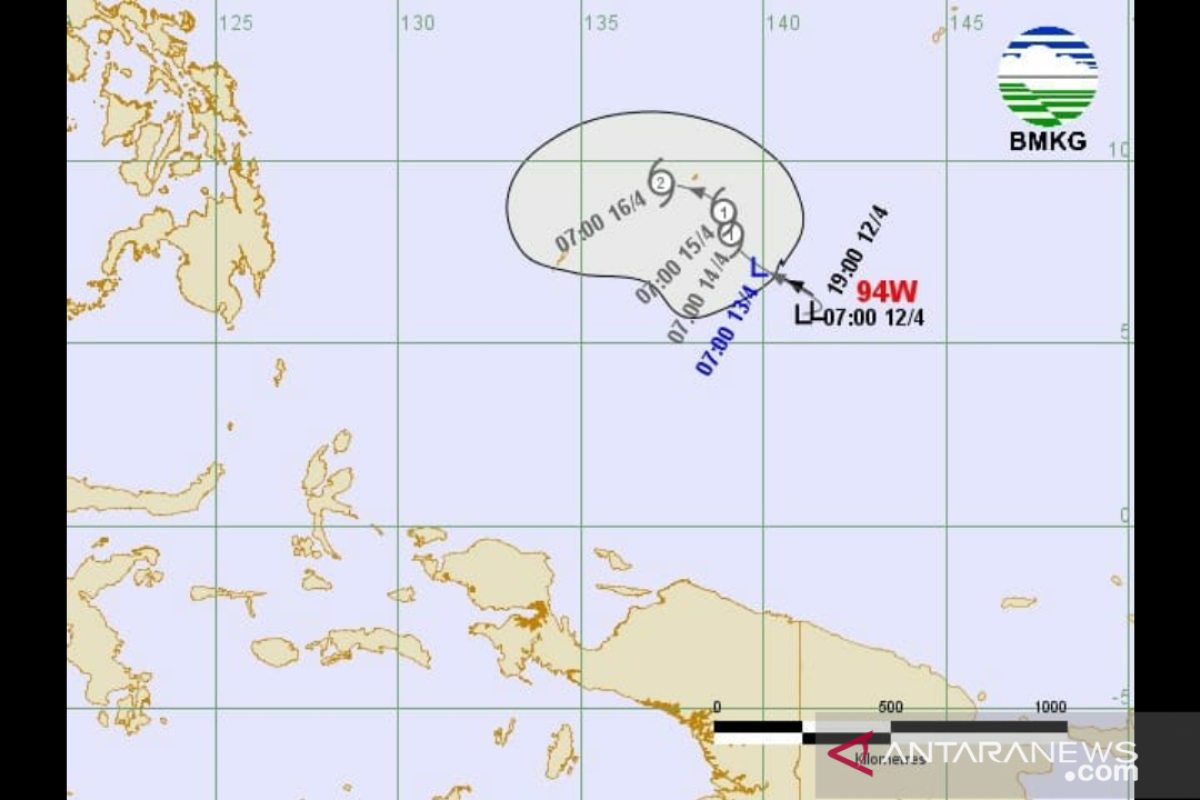 BMKG: Bibit siklon 94w berpotensi jadi siklon tropis sangat tinggi di Indonesia Timur