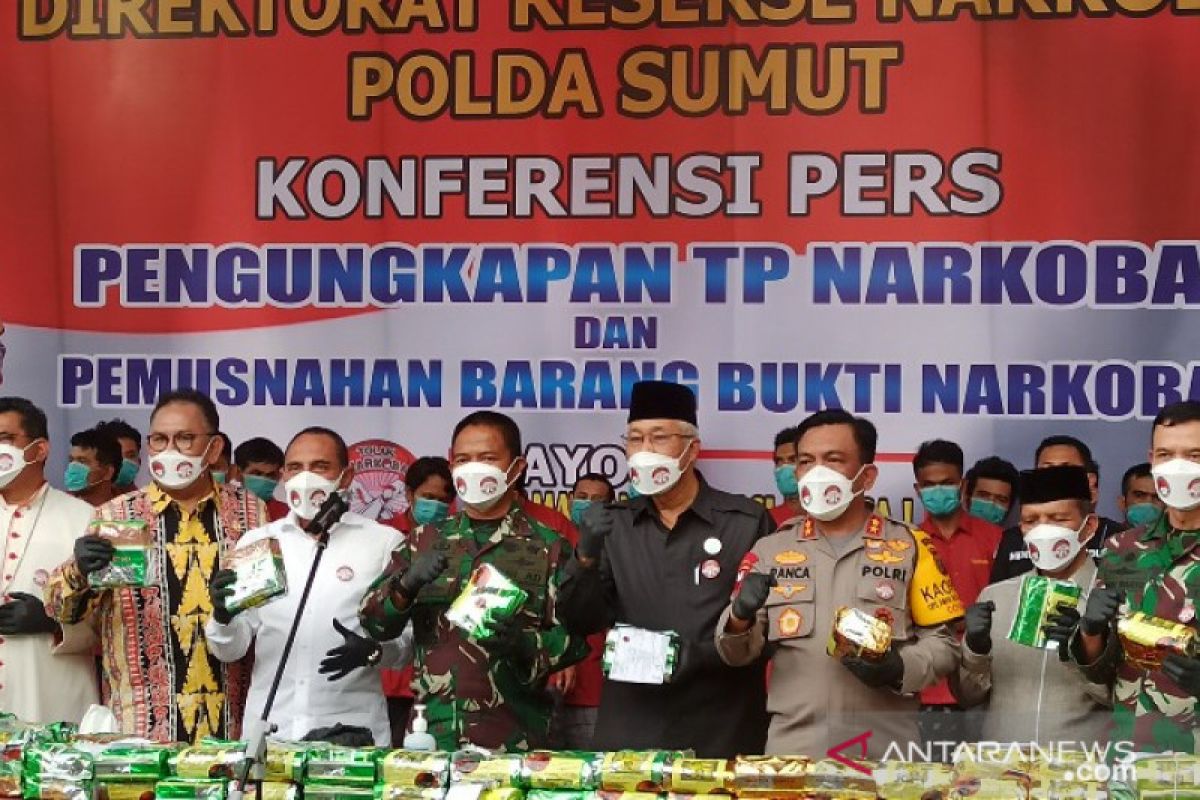 Polda Sumut musnahkan  205 kilogram barang bukti sabu-sabu