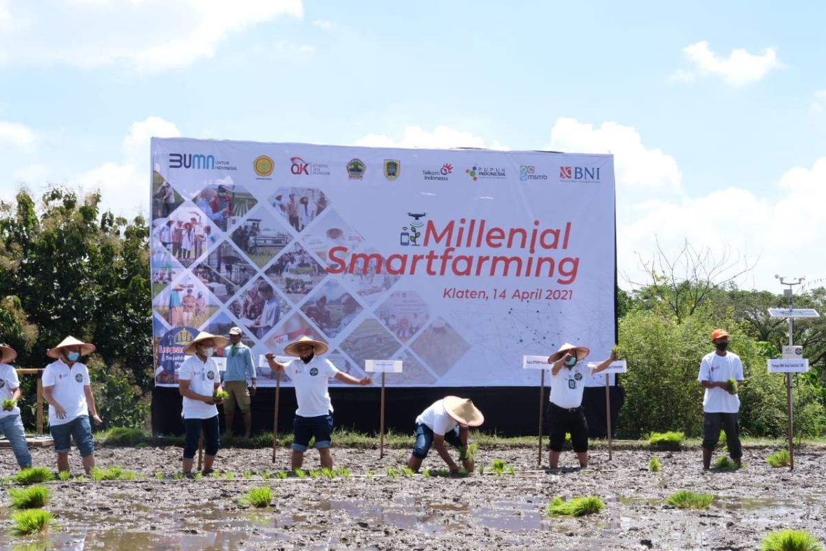 BNI melakukan program "milenial smartfarming" di Klaten