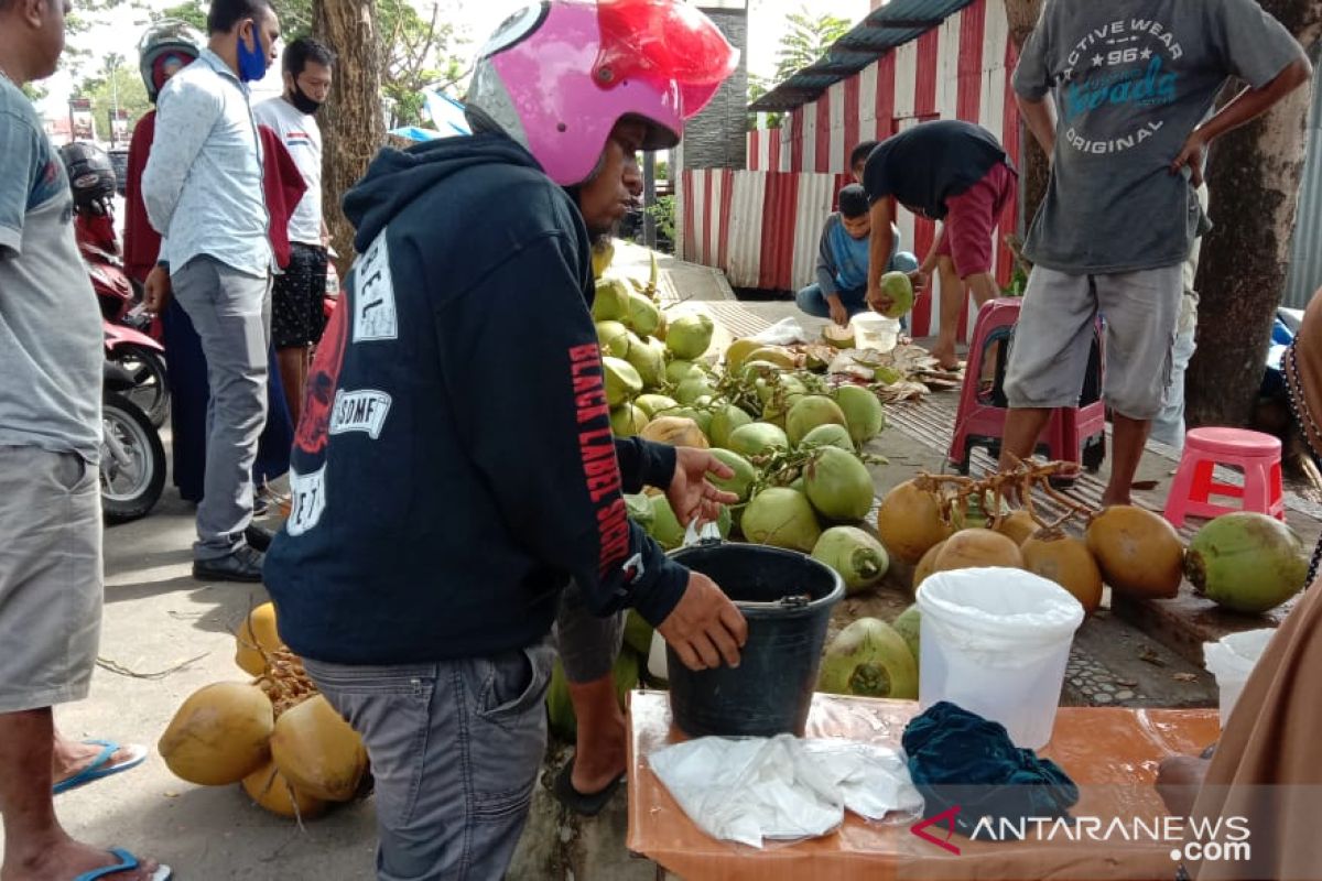 Pedagang buah kelapa muda di Kota Ambon panen rejeki