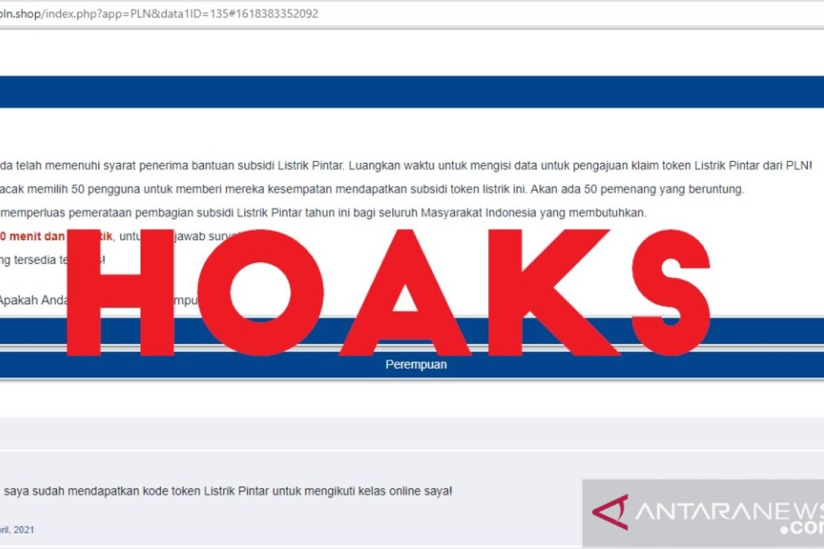 PLN: Hoaks, Pendaftaran Subsidi Listrik melalui Website (waspadai hoaks HUT)