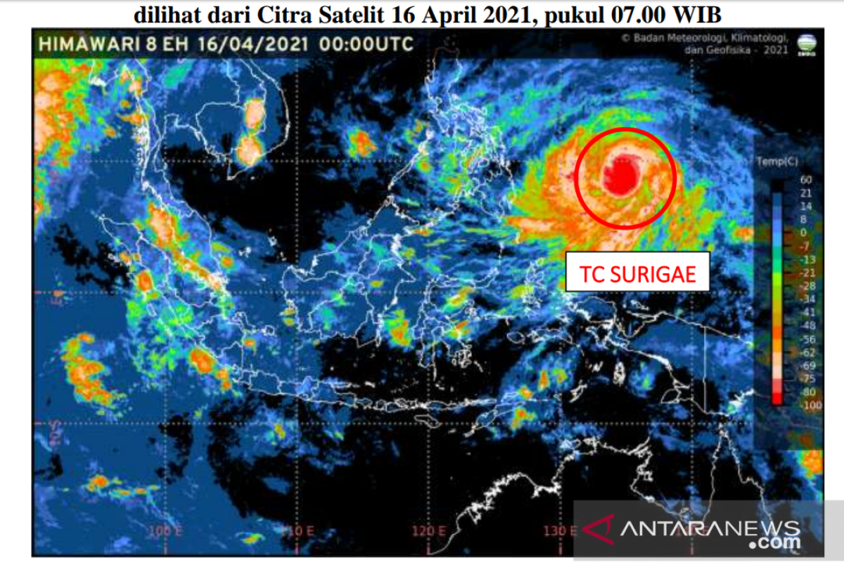 Siklon Surigae diperkirakan pengaruhi cuaca sebagian wilayah Indonesia