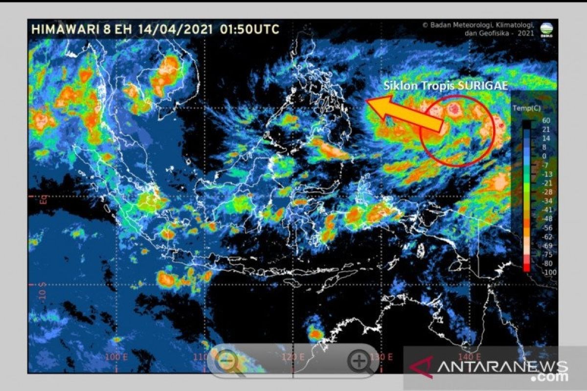 BMKG: Siklon tropis Surigae melemah 24 jam ke depan