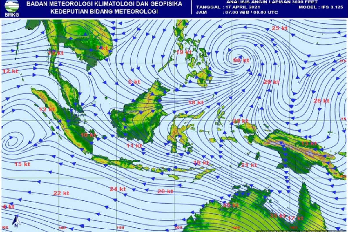 Pusaran siklonik di Samudera Hindia penyebab terjadinya cuaca ektrim di Jambi