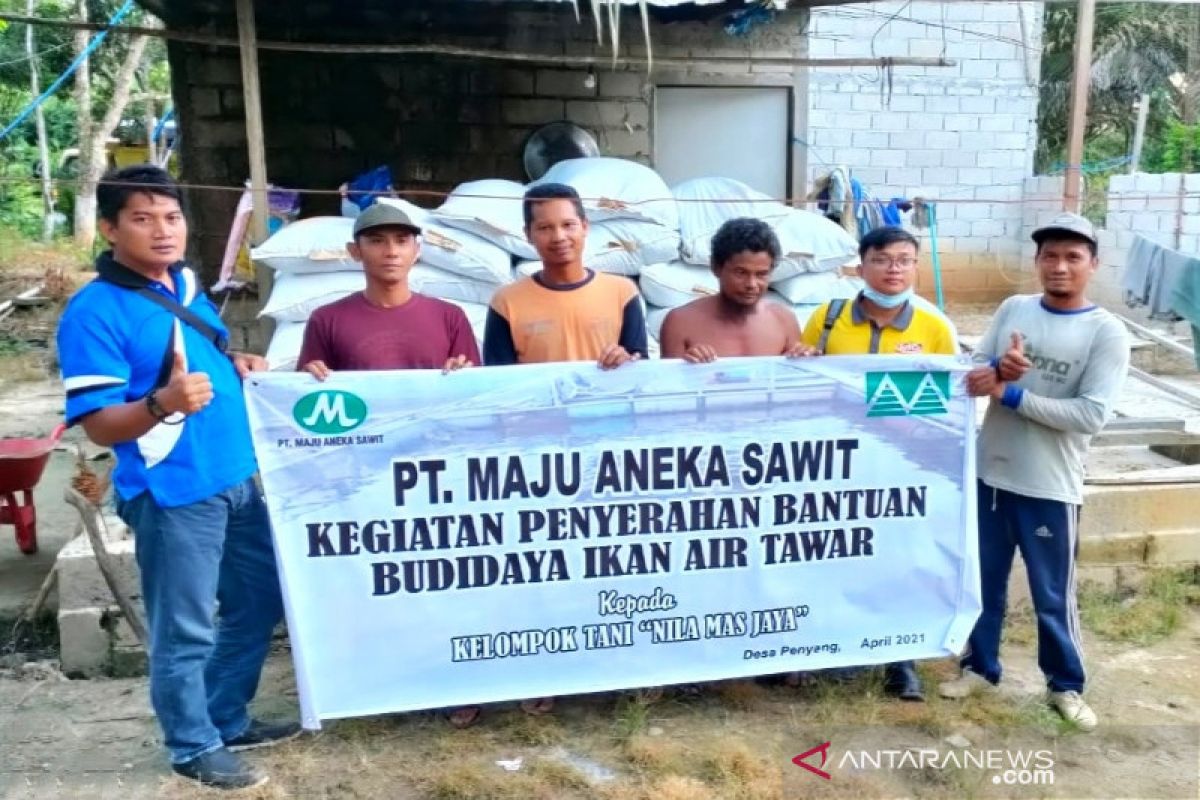 PT Maju Aneka Sawit berikan ribuan bibit ikan dan pakan untuk masyarakat
