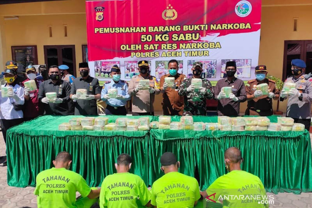 Polres Aceh Timur musnahkan 50 kilogram sabu-sabu