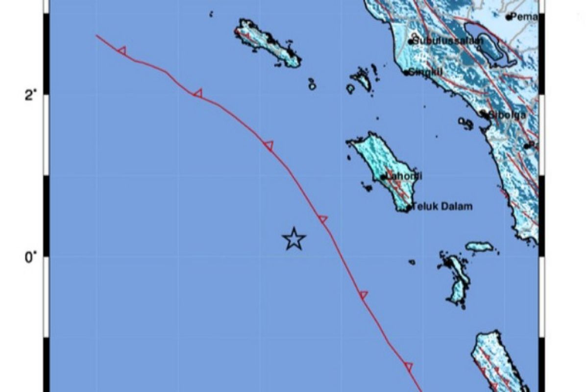 Getaran gempa bumi di Nias dirasakan hingga Padang