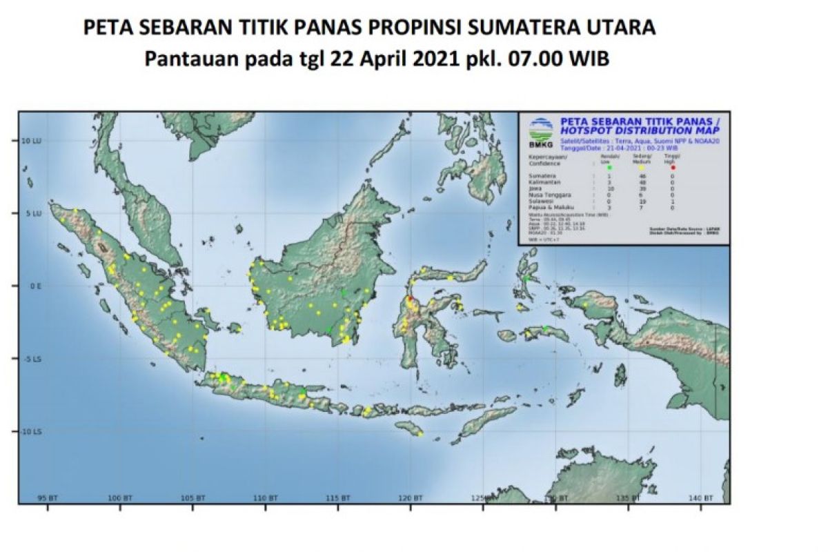 BMKG identifies seven hotspots in North Sumatra