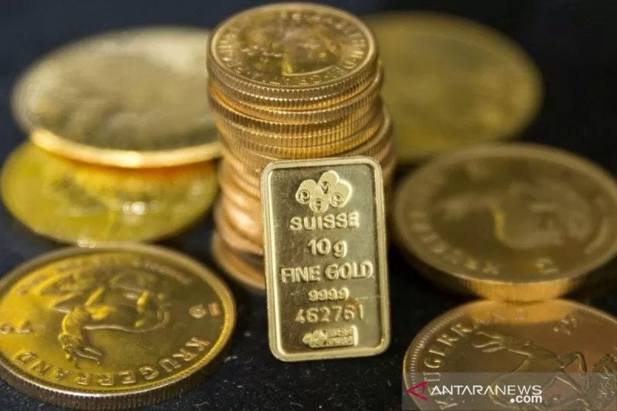 Harga emas kembali jatuh akibat tertekan reli 'greenback' dan tapering fed