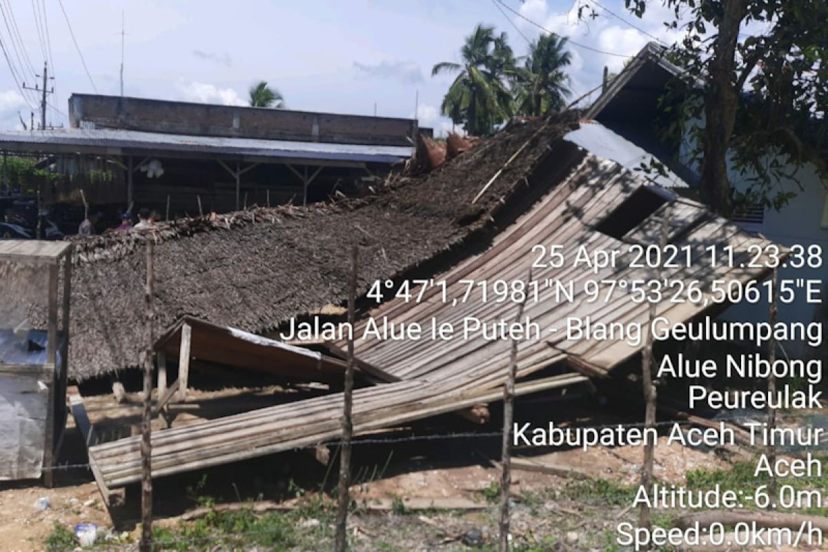18 rumah di Aceh Timur rusak diterjang puting beliung